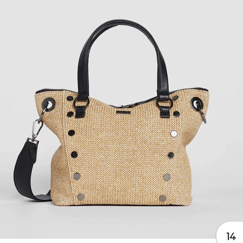 Hammitt Straw and Black Leather Satchel